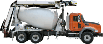 A concrete mixer truck with a mixer attached to it.